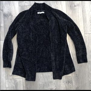 Loft Black Chenille Open Cardigan Size XS Petite